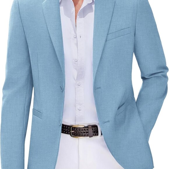 Elegant Light Blue Slim Fit Blazer for Men - Perfect for Weddings & More